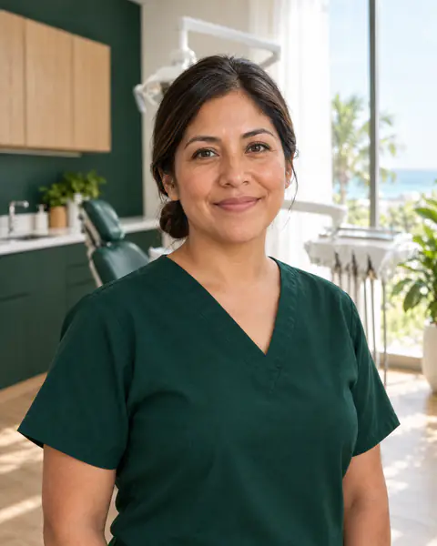 Dra. Mariana Loría, ortodoncista, en el consultorio